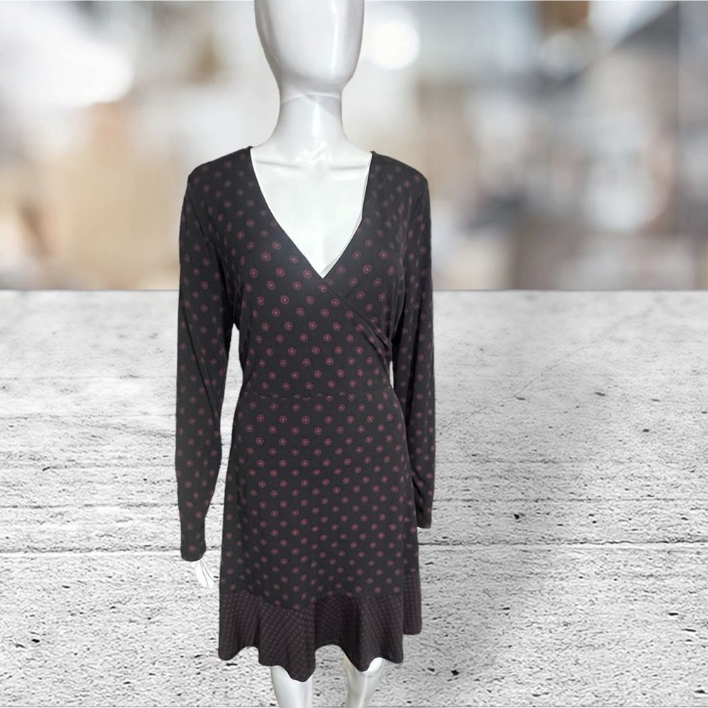 Michael Kors Long Sleeve V-neck Print Dress